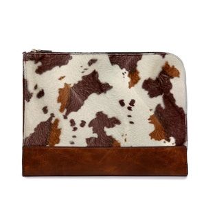 NWT ~ Furry Faux Cowhide Print Laptop Sleeve  - 13”x10”